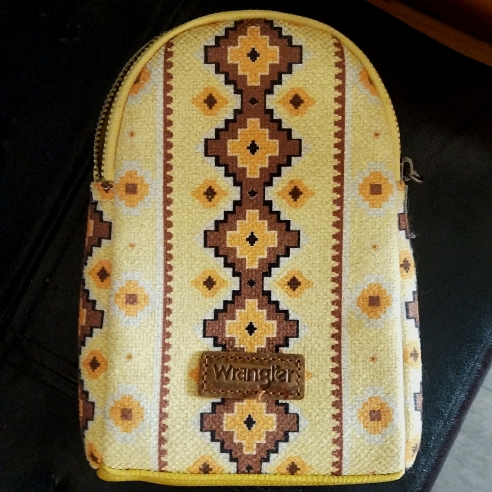 Wrangler Geometric Yellow and Brown Crossbody Bag